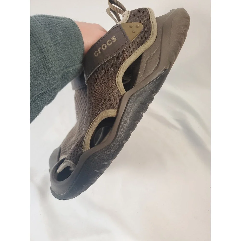 Crocs Swiftwater Mesh Deck Sandal Mens 10 Espresso Brown Water Shoe